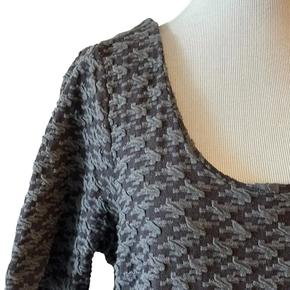 Ganni Athena Dress Womens Large Gray Houndstooth Textured Career Anthropologie